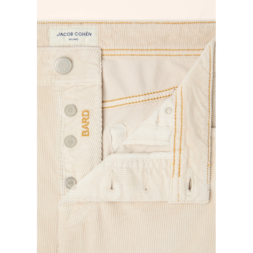 Pantalon 5 poches JACOB COHEN Bard velours côtelé extensible coton beige clair