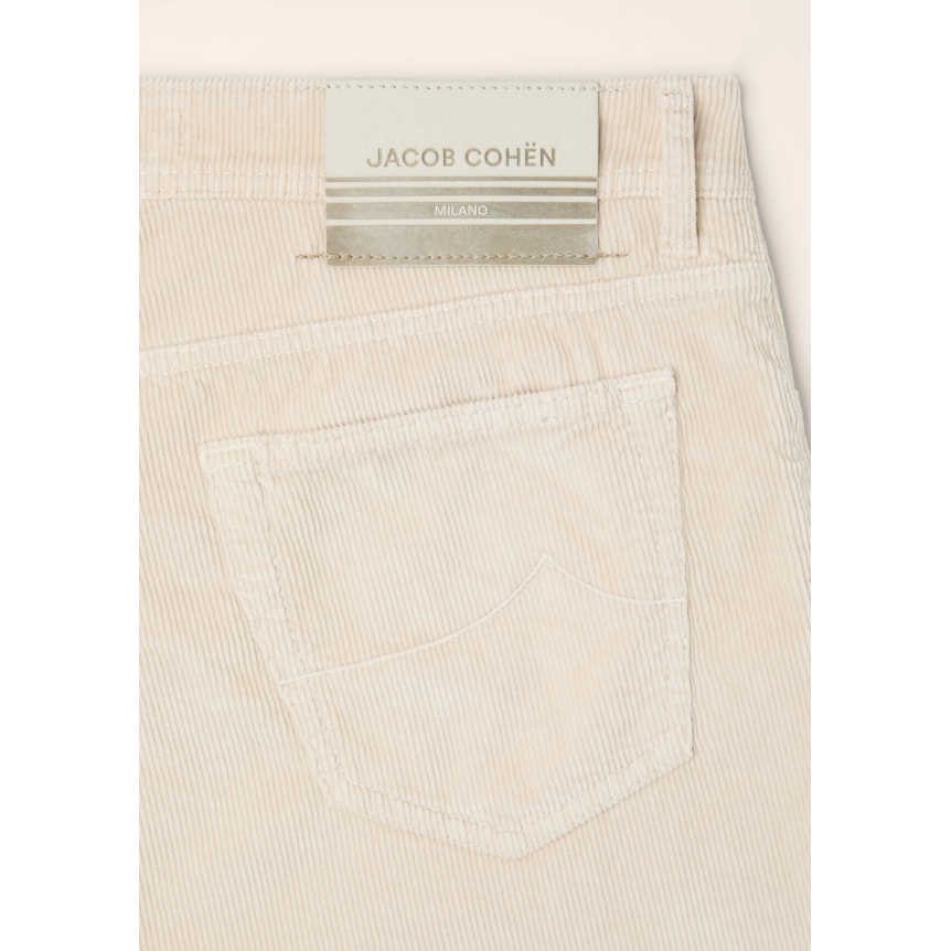 Pantalon 5 poches JACOB COHEN Bard velours côtelé extensible coton beige clair