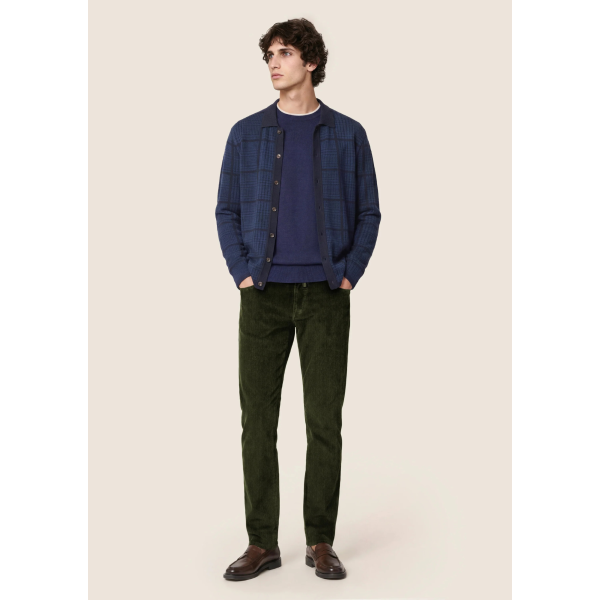 Pantalon 5 poches JACOB COHEN Bard velours côtelé extensible coton vert bouteille