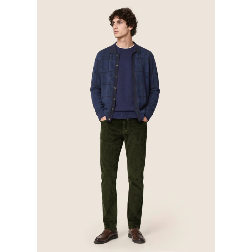 Pantalon 5 poches JACOB COHEN Bard velours côtelé extensible coton vert bouteille