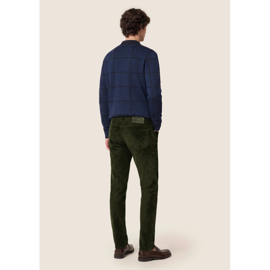 Pantalon 5 poches JACOB COHEN Bard velours côtelé extensible coton vert bouteille