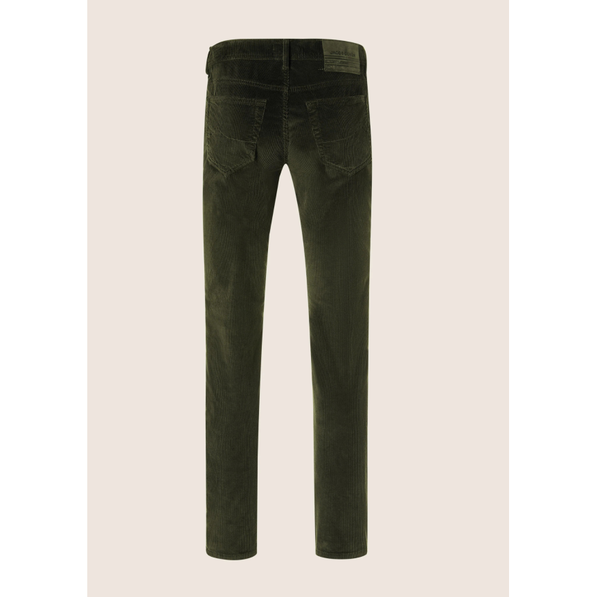 Pantalon 5 poches JACOB COHEN Bard velours côtelé extensible coton vert bouteille
