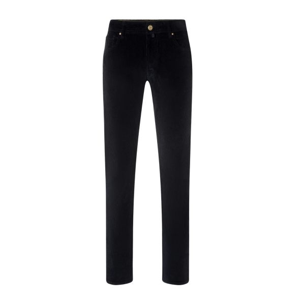 Pantalon 5 poches JACOB COHEN Bard velours côtelé extensible coton bleu marine