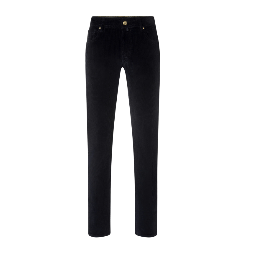 Pantalon 5 poches JACOB COHEN Bard velours côtelé extensible coton bleu marine