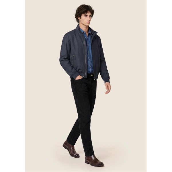 Pantalon 5 poches JACOB COHEN Bard velours côtelé extensible coton bleu marine