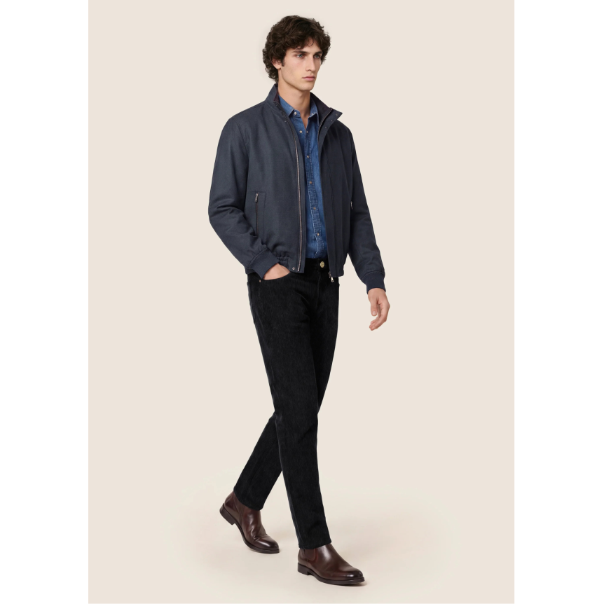 Pantalon 5 poches JACOB COHEN Bard velours côtelé extensible coton bleu marine