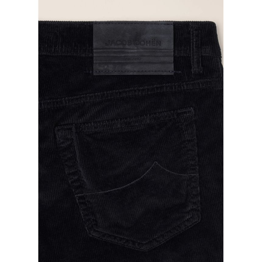 Pantalon 5 poches JACOB COHEN Bard velours côtelé extensible coton bleu marine