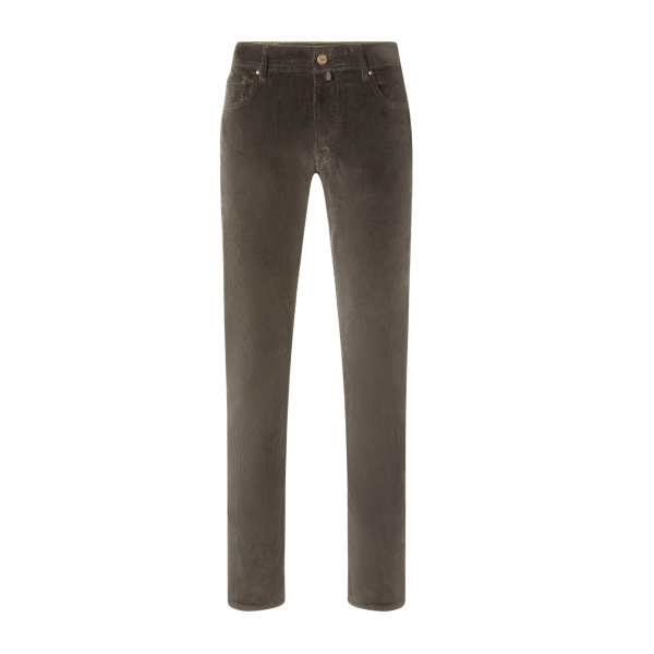 Pantalon 5 poches JACOB COHEN Bard velours côtelé extensible coton marron taupe