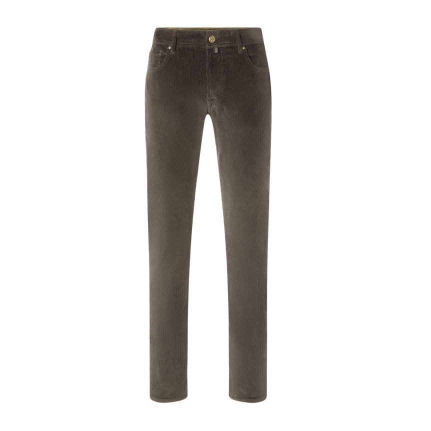 Pantalon 5 poches JACOB COHEN Bard velours côtelé extensible coton marron taupe