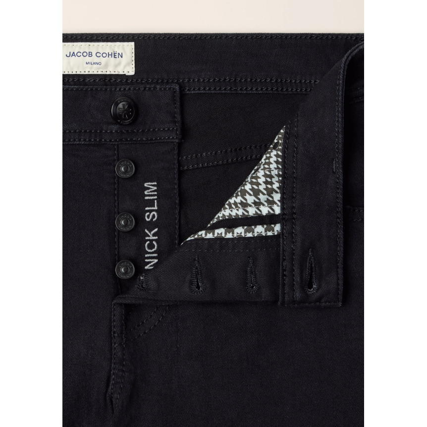 Jean 5 poches JACOB COHEN Nick Slim super slim denim extensible coton bio noir foncé