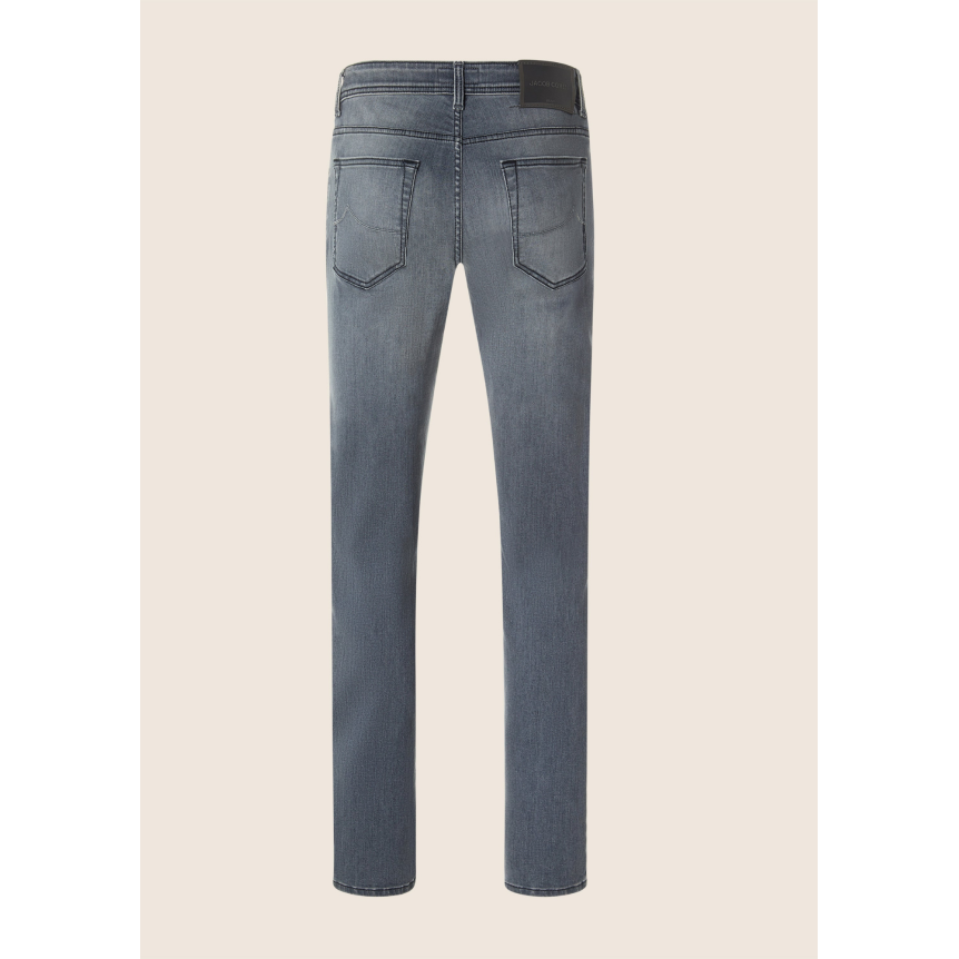 Jean 5 poches JACOB COHEN Nick slim denim super extensible gris foncé délavé vintage