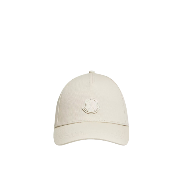 Casquette MONCLER gabardine de coton beige logo noir