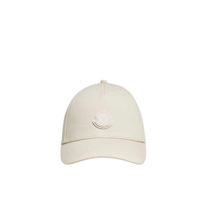 Casquette MONCLER gabardine de coton beige logo noir