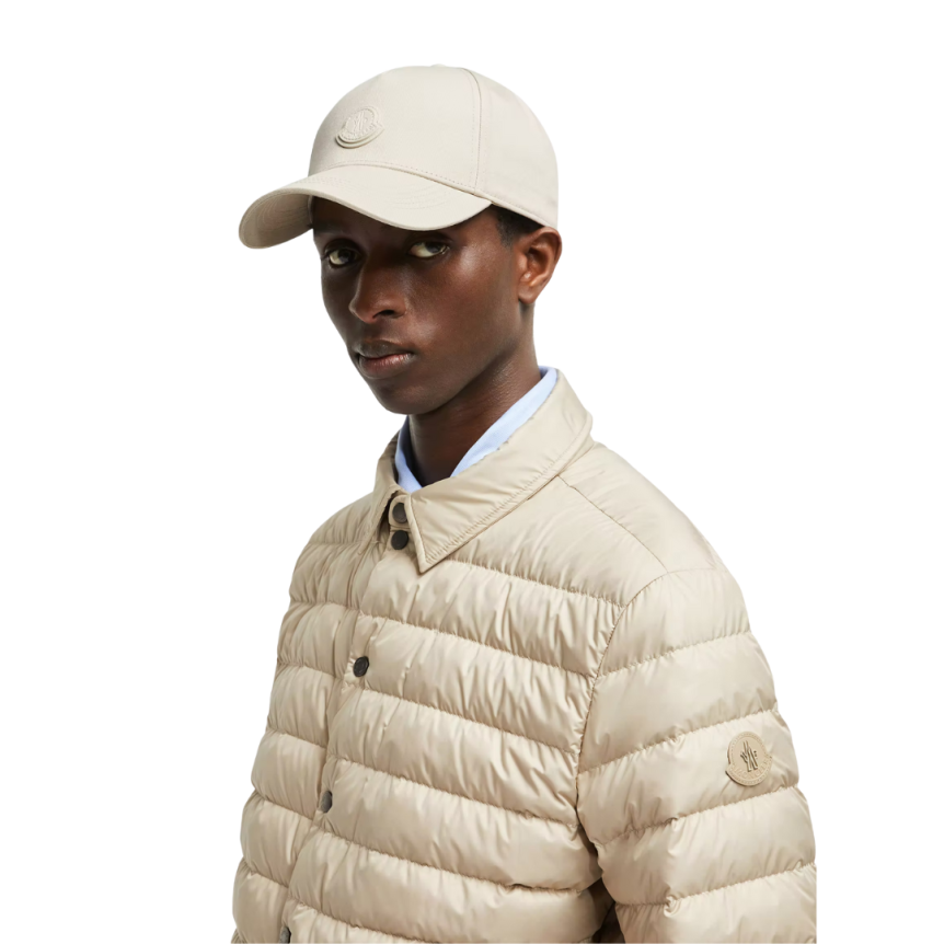 Casquette MONCLER gabardine de coton beige logo noir