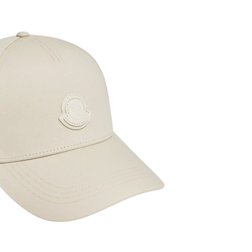 Casquette MONCLER gabardine de coton beige logo noir