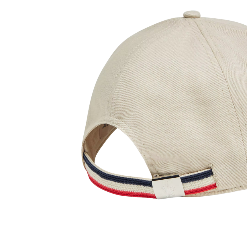 Casquette MONCLER gabardine de coton beige logo noir