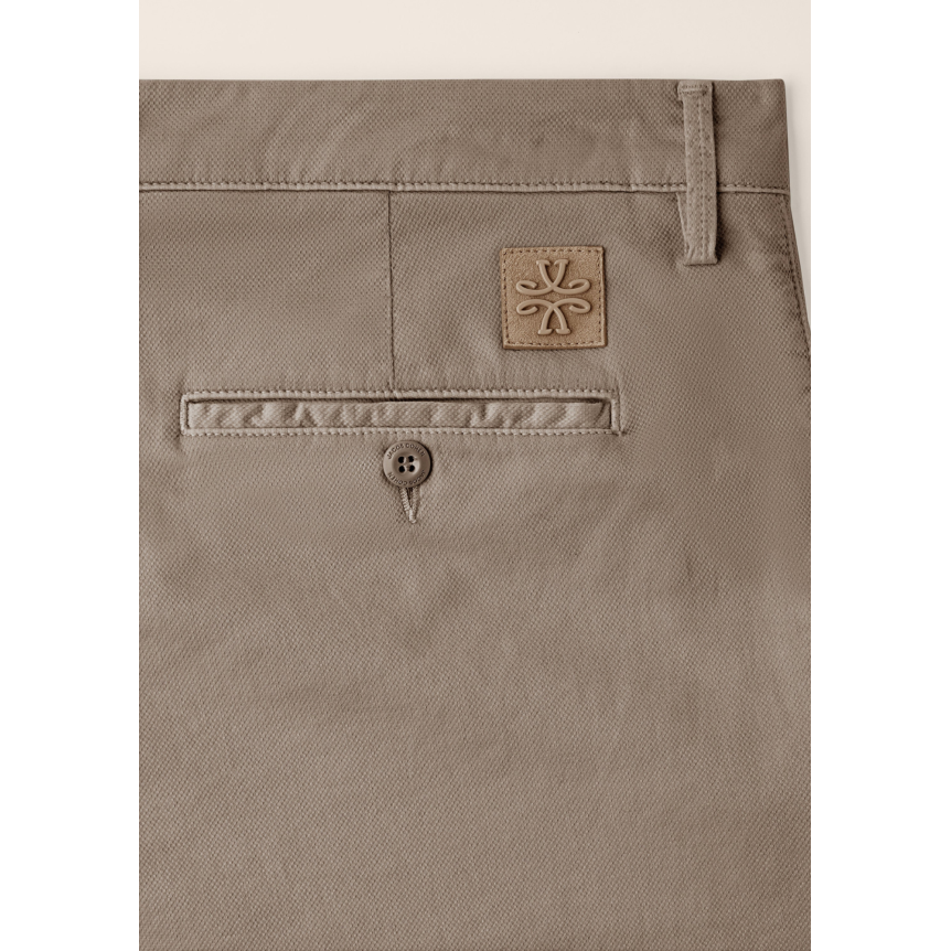 Pantalon chino JACOB COHEN Bobby slim coton stretch micro-nid d’abeille beige foncé