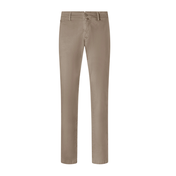 Pantalon chino JACOB COHEN Bobby slim coton stretch micro-nid d’abeille beige foncé