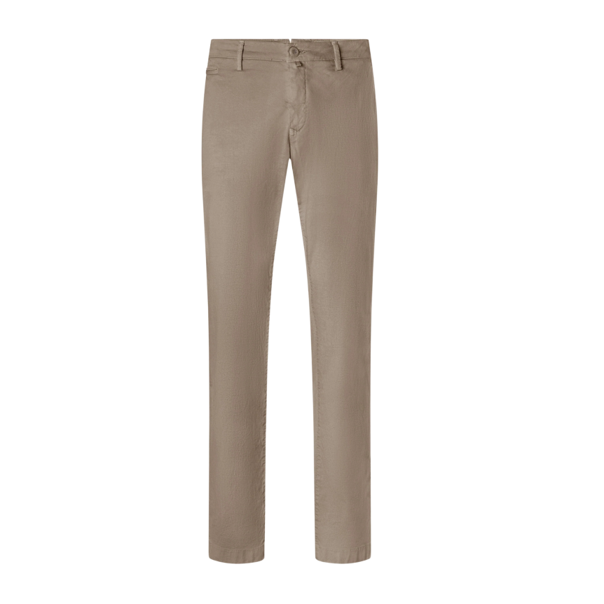 Pantalon chino JACOB COHEN Bobby slim coton stretch micro-nid d’abeille beige foncé