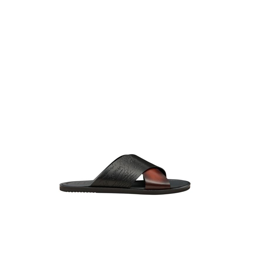 Sandales BERLUTI Sifnos cuir vitello & venezia scritto cacao intenso