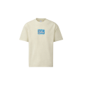 T-shirt col rond jersey de coton blanc imprimé carré bleu poitrine dos