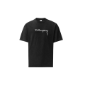T-shirt col rond en en jersey de coton noir broderie logo