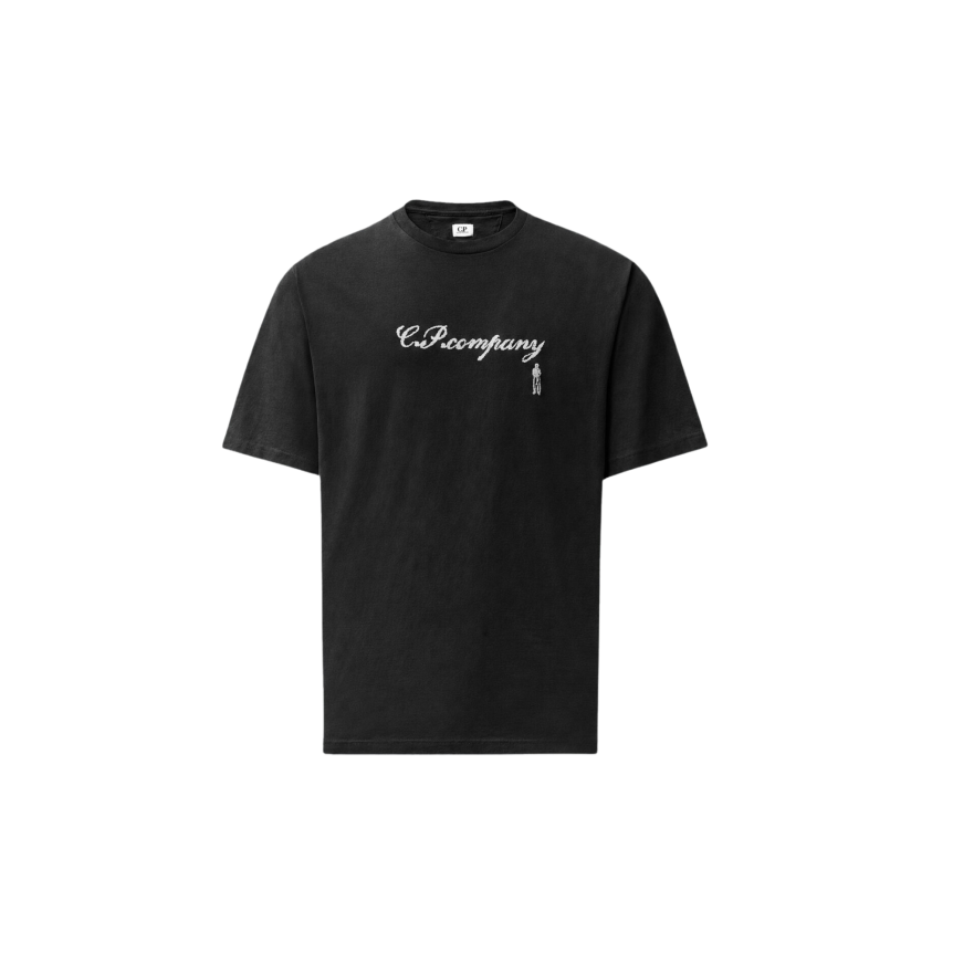 T-shirt col rond CP COMPANY en en jersey de coton noir broderie logo