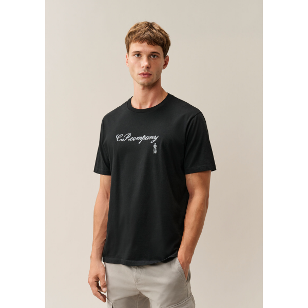 T-shirt col rond CP COMPANY en en jersey de coton noir broderie logo