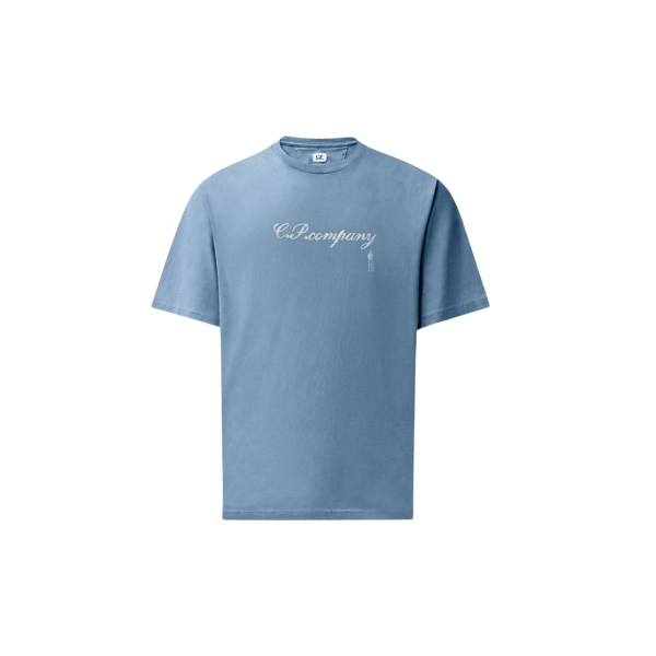 T-shirt col rond CP COMPANY en en jersey de coton bleu broderie logo