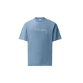 T-shirt col rond en en jersey de coton bleu broderie logo