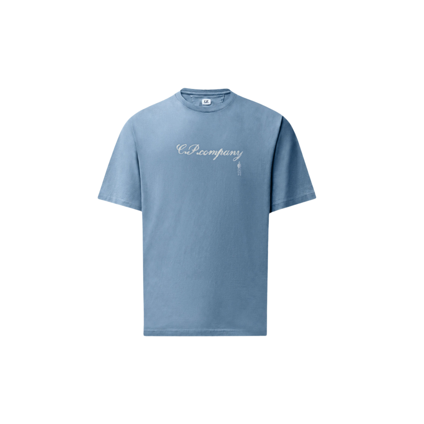 T-shirt col rond CP COMPANY en en jersey de coton bleu broderie logo