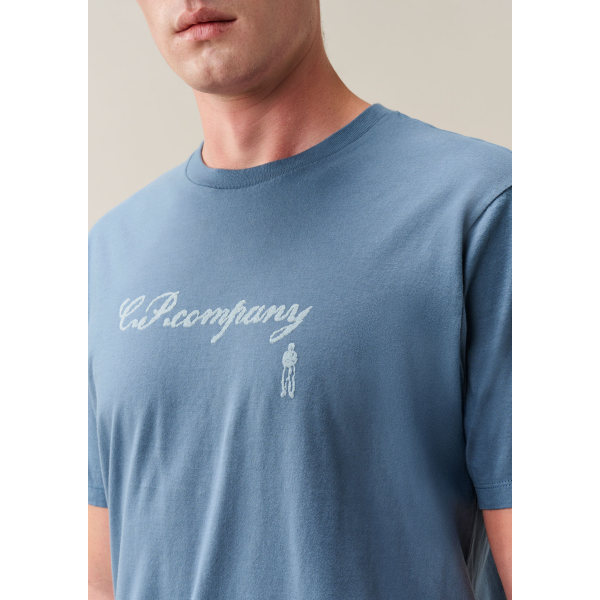 T-shirt col rond CP COMPANY en en jersey de coton bleu broderie logo