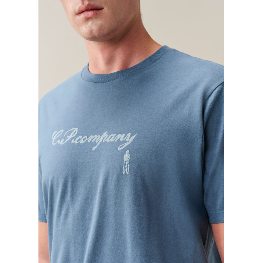 T-shirt col rond CP COMPANY en en jersey de coton bleu broderie logo