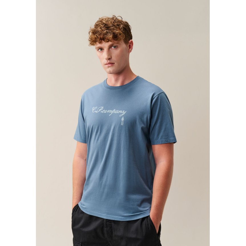 T-shirt col rond CP COMPANY en en jersey de coton bleu broderie logo