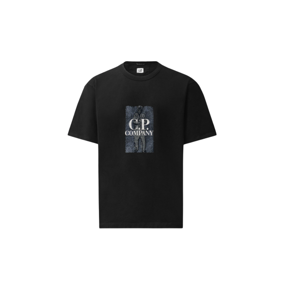 T-shirt manche courte CP COMPANY en jersey mercerisé noir imprimé "British sailor"