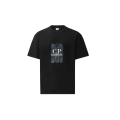 T-shirt manche courte en jersey mercerisé noir imprimé "British sailor"
