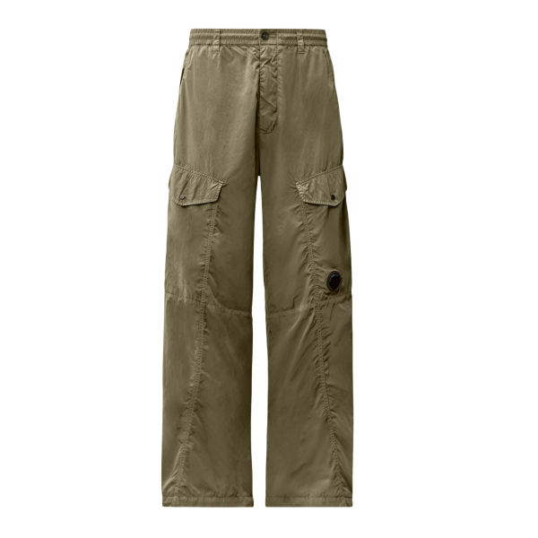 Pantalon cargo CP COMPANY Chrome R nylon brillant gris beige lentille poche