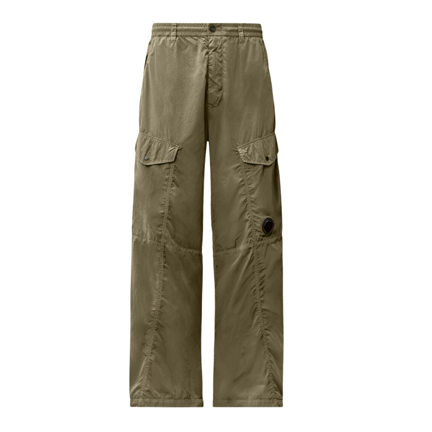 Pantalon cargo CP COMPANY Chrome R nylon brillant gris beige lentille poche
