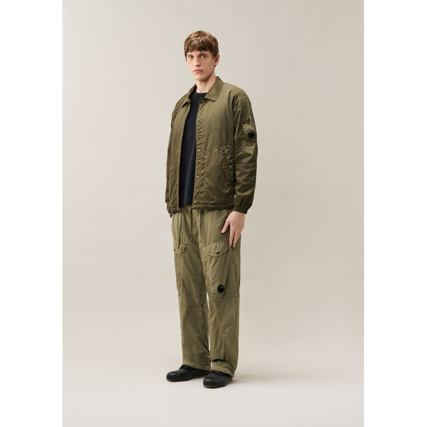 Pantalon cargo CP COMPANY Chrome R nylon brillant gris beige lentille poche