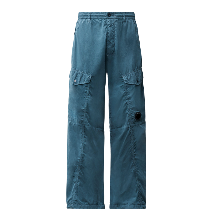 Pantalon cargo CP COMPANY Chrome R nylon brillant bleu lentille poche