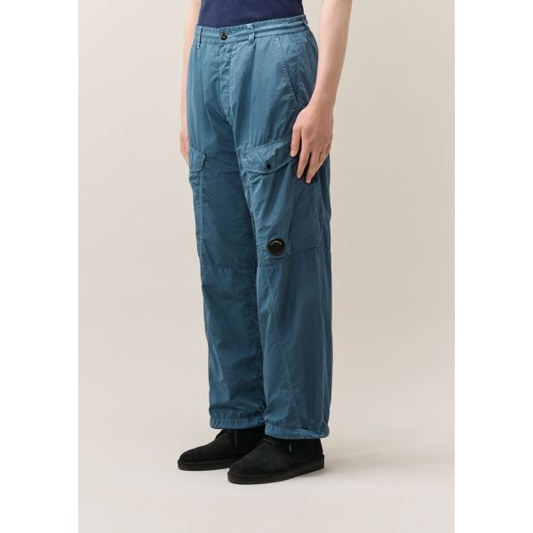 Pantalon cargo CP COMPANY Chrome R nylon brillant bleu lentille poche