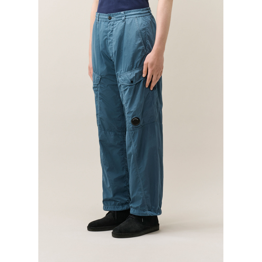 Pantalon cargo CP COMPANY Chrome R nylon brillant bleu lentille poche