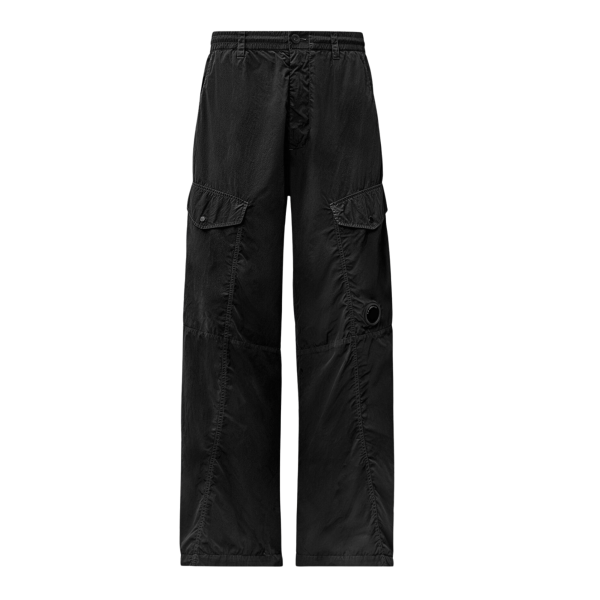 Pantalon cargo CP COMPANY Chrome R nylon brillant noir lentille poche