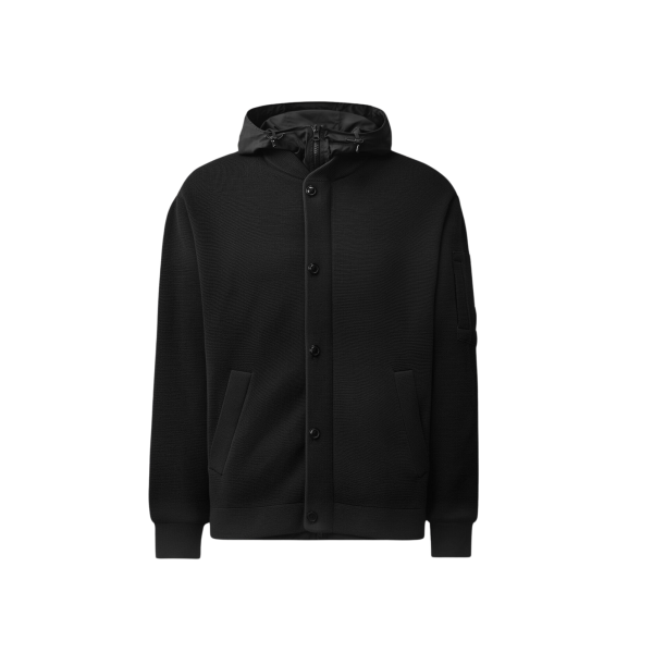 Blouson zippé réversible CP COMPANY nylon cardigan laine noir