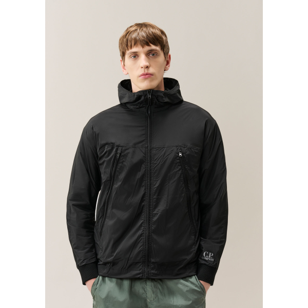 Blouson zippé réversible CP COMPANY nylon cardigan laine noir
