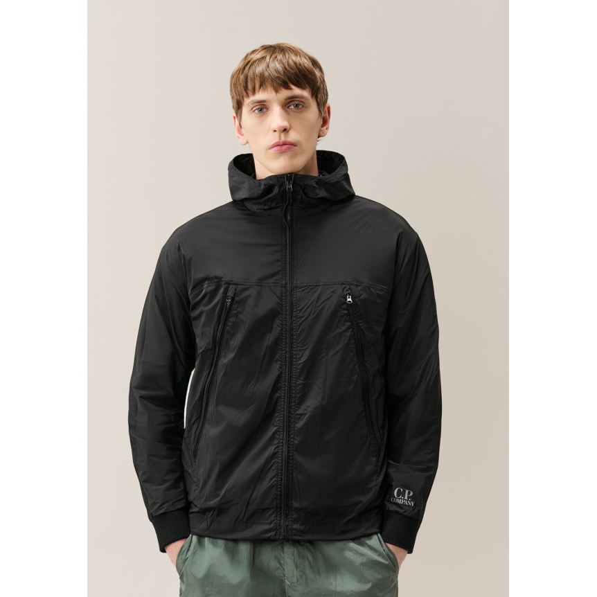 Blouson zippé réversible CP COMPANY nylon cardigan laine noir
