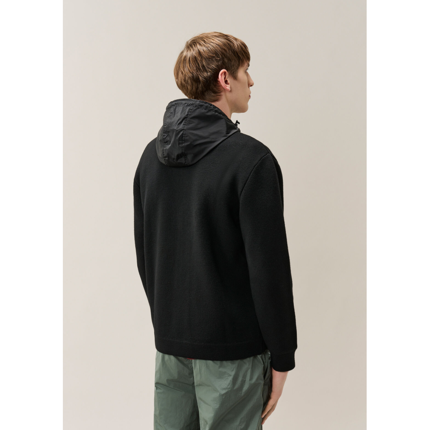 Blouson zippé réversible CP COMPANY nylon cardigan laine noir