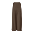 Jupe longue fendue acétate viscose satin marron chocolat