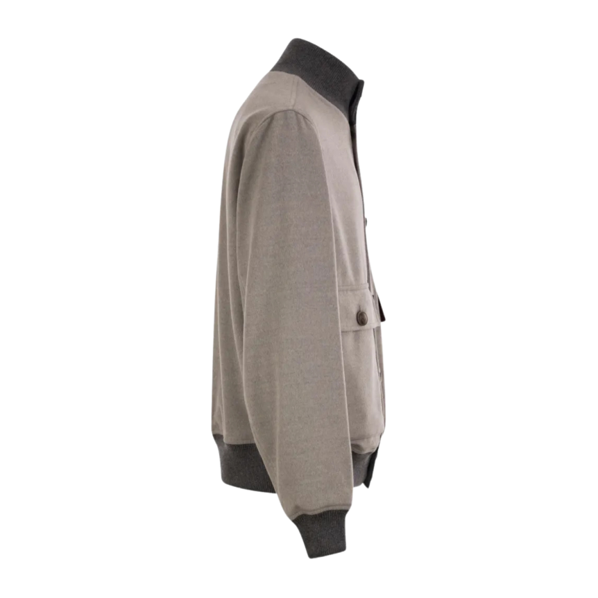 Blouson bomber BRUNELLO CUCINELLI col montant cachemire gris
