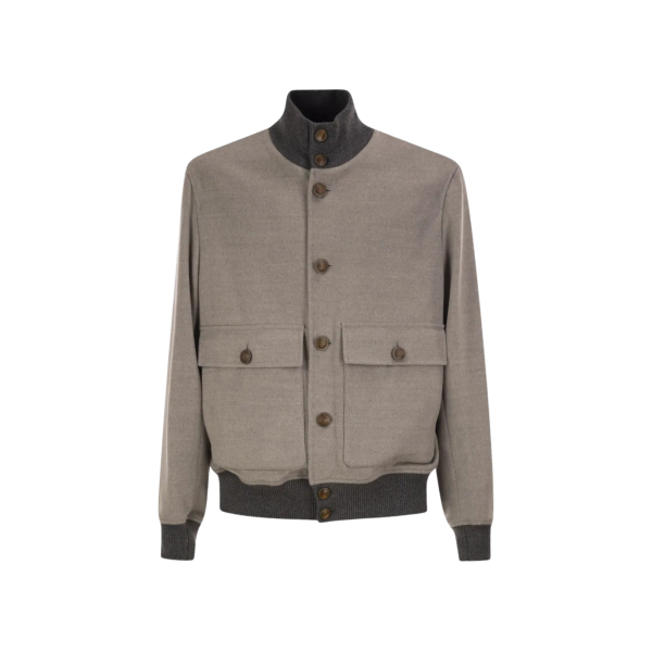 Blouson bomber BRUNELLO CUCINELLI col montant cachemire gris
